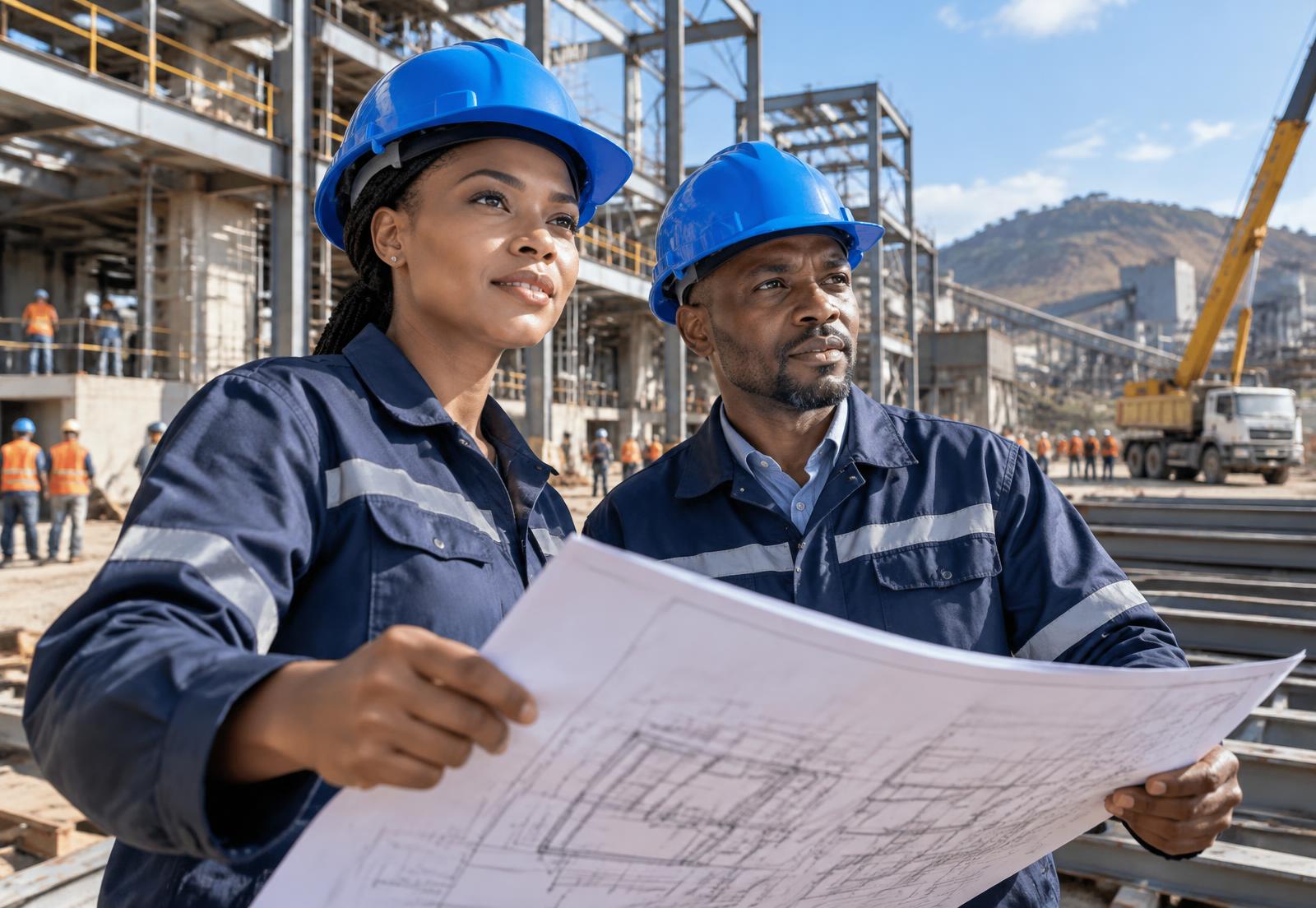 Ingénieurs M.E.S sur un chantier industriel en RDC